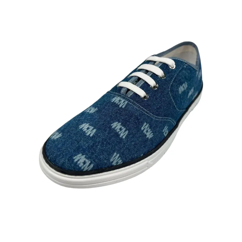 MCM Canvas Shoes Men Low Top Blue-1