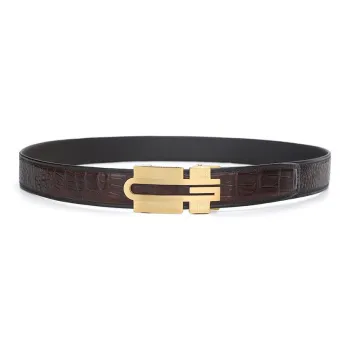 V.V.Brown Crocodile Leather Belts Men's 3.5cm
