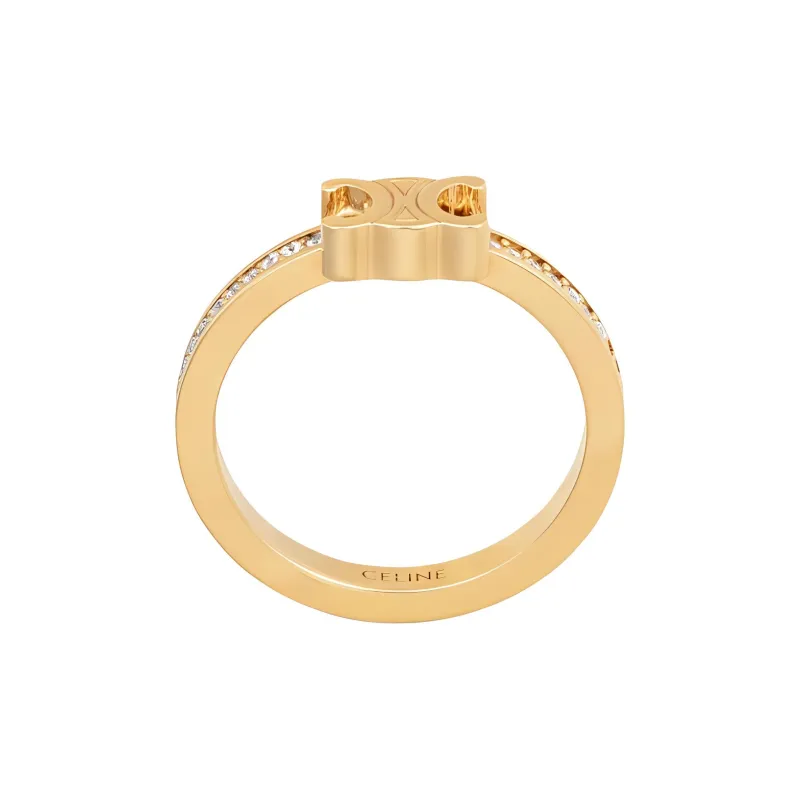 CELINE Triomphe Sparkle Ring In Strass And Brass With Gold Finish-1