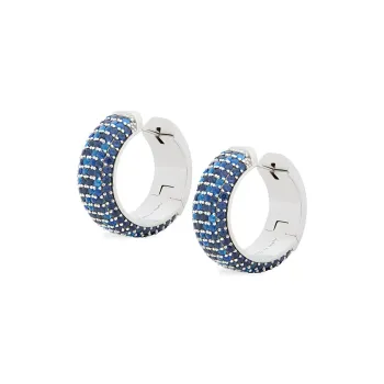LOEWE 925 Sterling Silver Zirconia Crystal Earrings Women's Silver/Blue