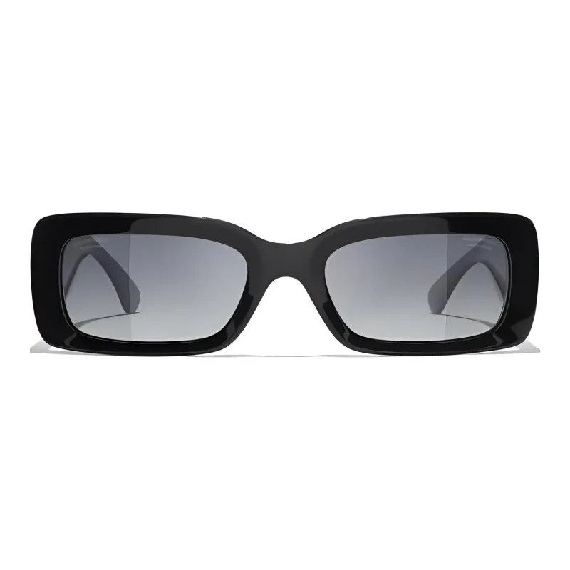 CHANEL Metal Resin Rectangular Sunglasses Unisex Black-0