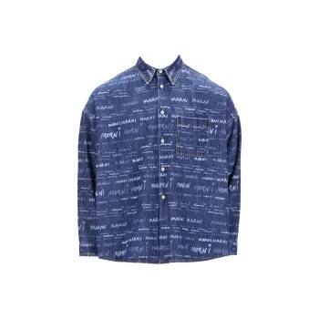 MARNI Allover Logo Printed Denim Shirt
