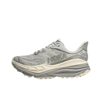 HOKA ONE ONE Stinson 7 Cushioning Slip Resistant Support Low Top Trail Running Shoes Men's Gray White