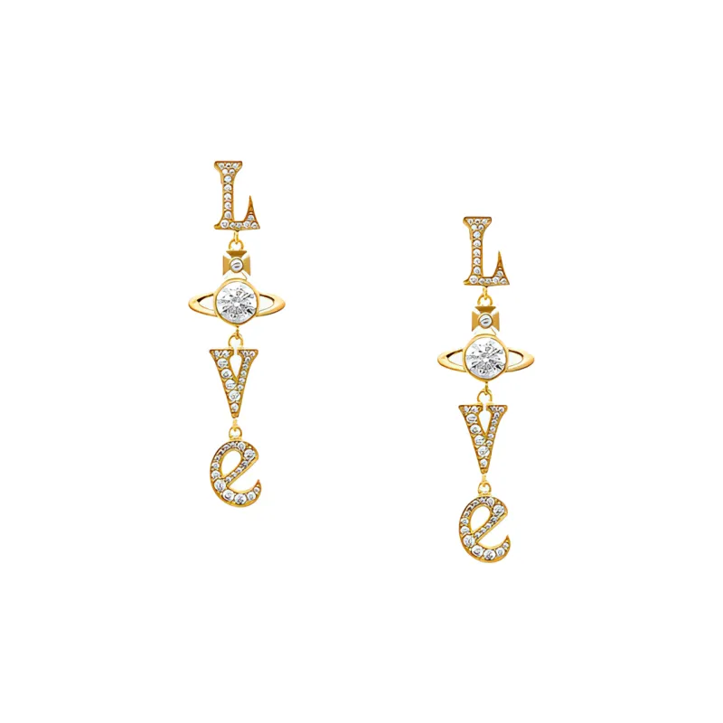 Vivienne Westwood Crystal, Electroplated, Cubic Zirconia, Brass Earrings Women's Gold-0