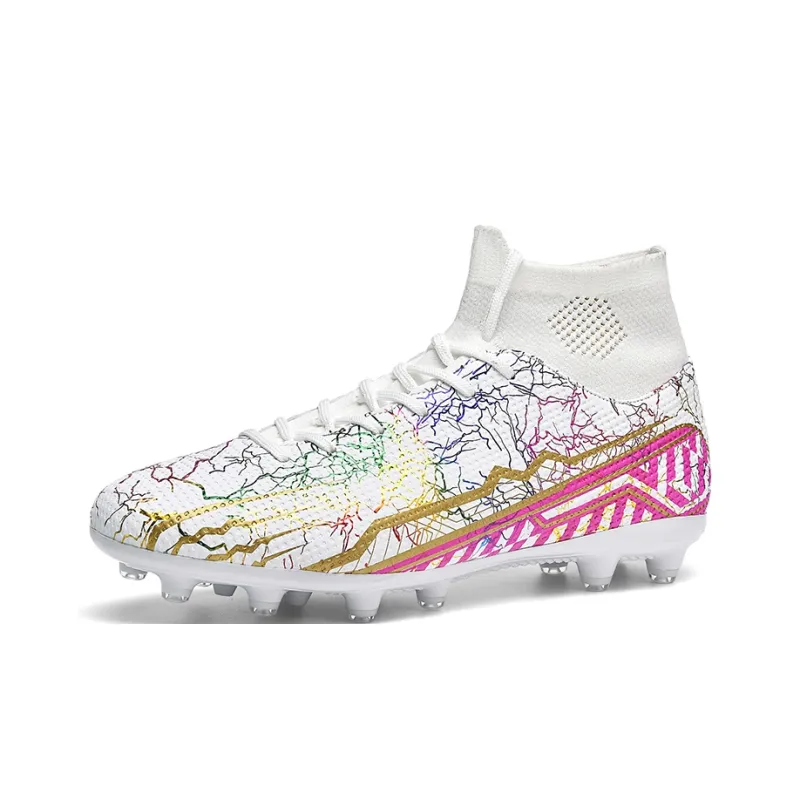 QIUTEXIONG Soccer Shoes Unisex High Top White/Black/Aqua/Mismatched-18