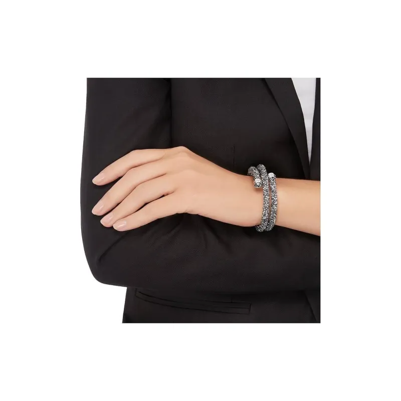 Swarovski Stainless Steel, Crystal Bangles Men's Silver-4