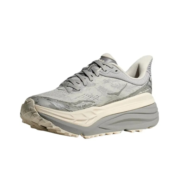HOKA ONE ONE Stinson 7 Cushioning Slip Resistant Support Low Top Trail Running Shoes Men's Gray White-2