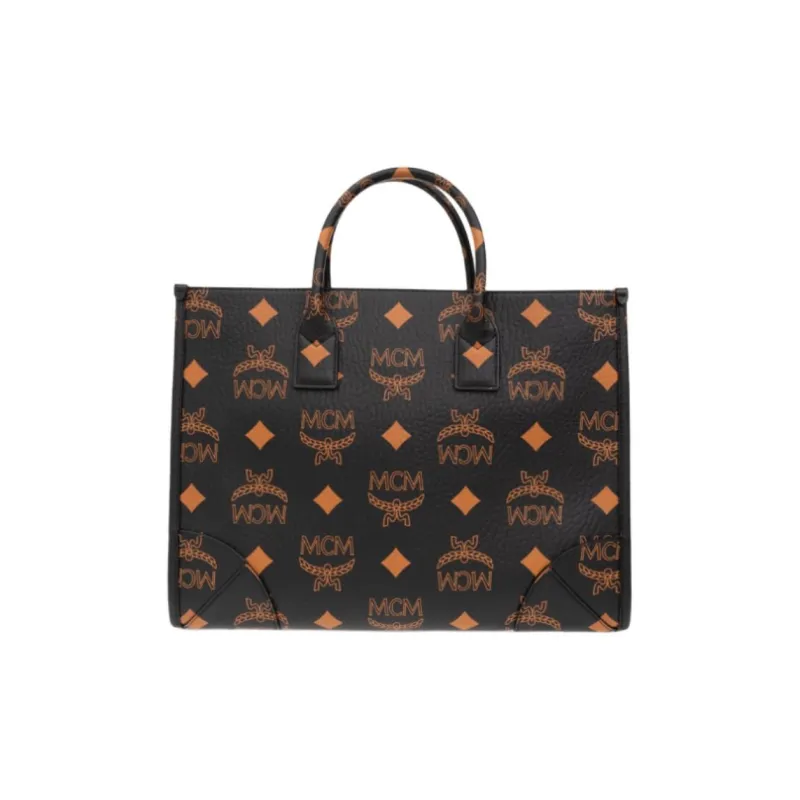 MCM Nappa Leather Tote Bag, Shopping Bag, Crossbody Bag, Handbag Tubas Women's Black-2