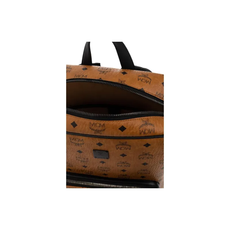 MCM Aren Coated Canvas Backpack Medium Size Unisex Brown Cognac-4