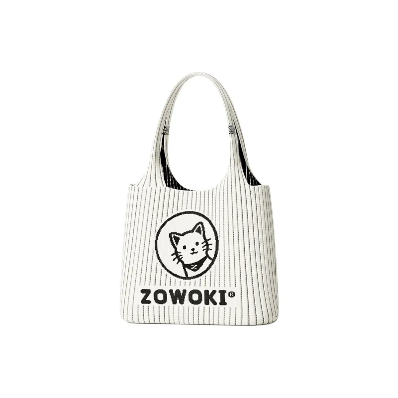 Zowoki Knitted Fabric Shoulder Bag Regular Women's White/Camel-0