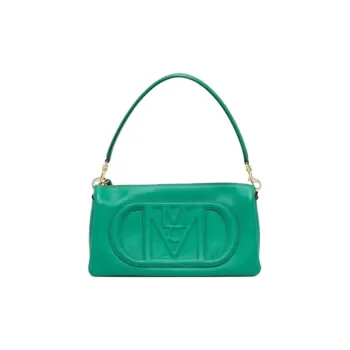 MCM Cow Leather Crossbody One Shoulder Handbag Small Size Women's Green