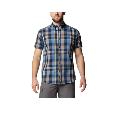 Columbia Rapid Rivers Shirt Men's Marine Plaid Blue