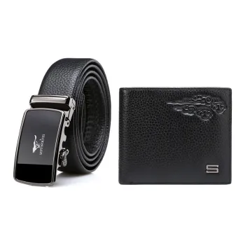 SEPTWOLVES Cow Leather Belt Wallet Box Men's Width 3.5CM