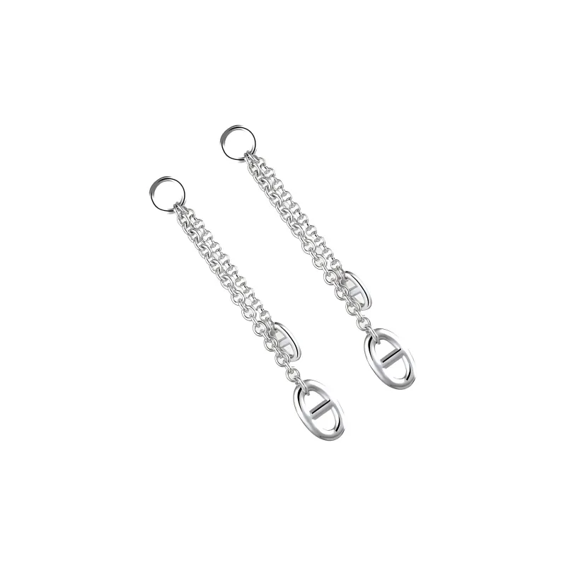 HERMES 925 Sterling Silver Earrings Women's Silver-2