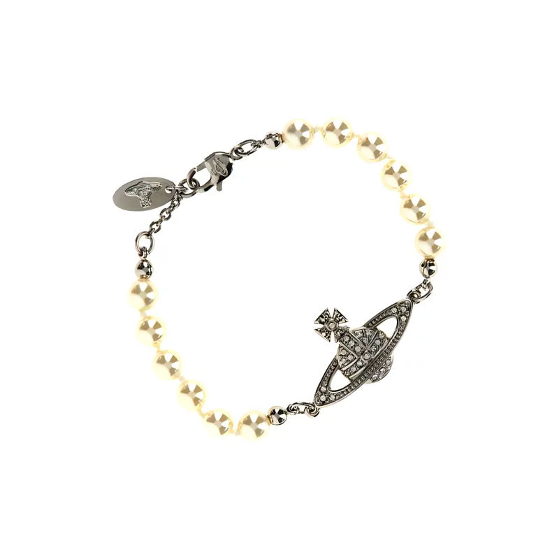 Vivienne Westwood Orb Plaque Pearl Bracelet-1