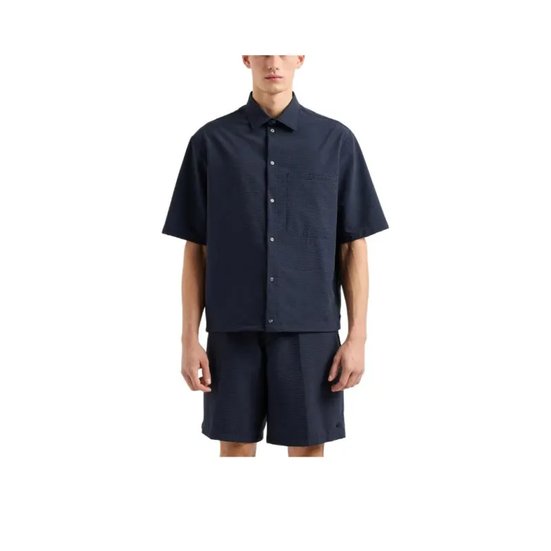 EMPORIO ARMANI Short sleeved Oversized Shirt In Technical Seersucker-0