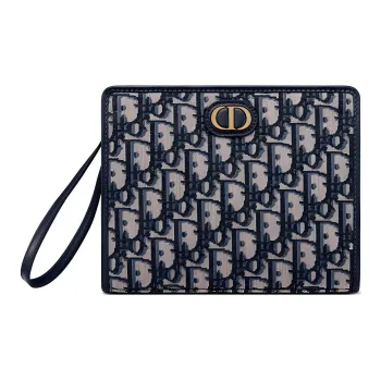 DIOR 30 Montaigne Canvas Handbag Clutch Small Size Women's Blue