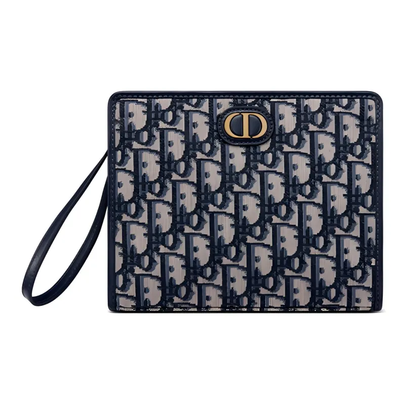 DIOR 30 Montaigne Canvas Handbag Clutch Small Size Women's Blue-0