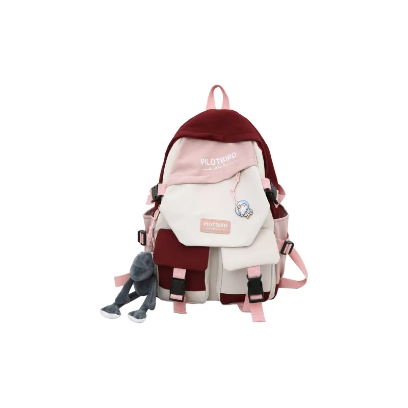 HCXK Canvas Backpack Women's Black/Burgundy/Cyan/Light Blue-6