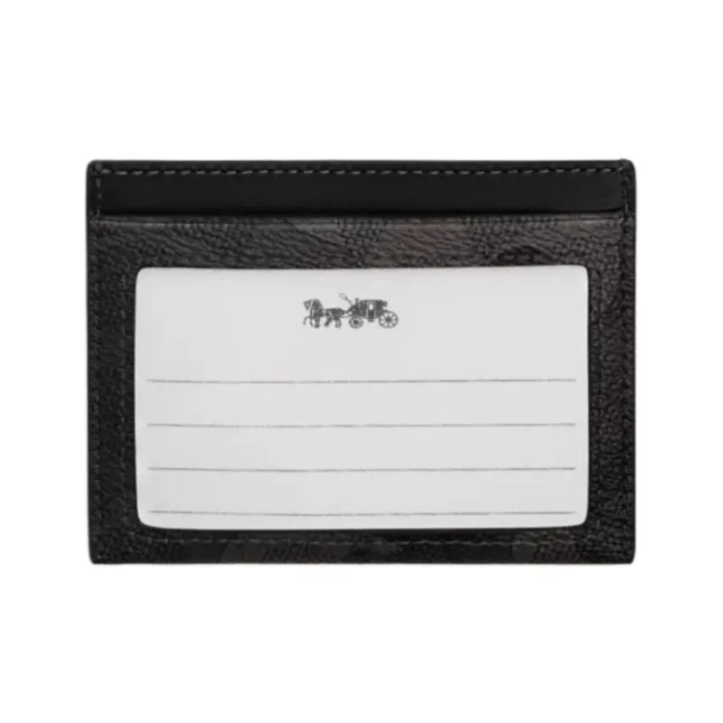 COACH Coated Canvas With Calfskin Card Holder Mini Unisex Gray-1