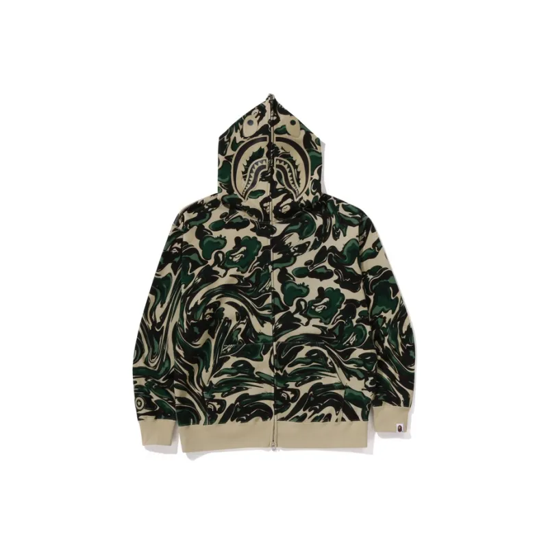 Bape Marbling Camo Shark Relaxed Fit Full Zip Hoodie-5