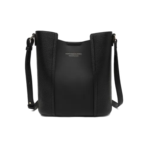 MEXICAN Polyurethane Bucket Bag, Shoulder Bag, Crossbody Bag Women's Black/Coffee