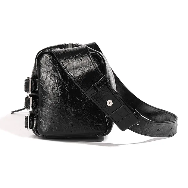 Vigno Synthetic Leather Shoulder Bag Women's Black/Red/Ecru-2