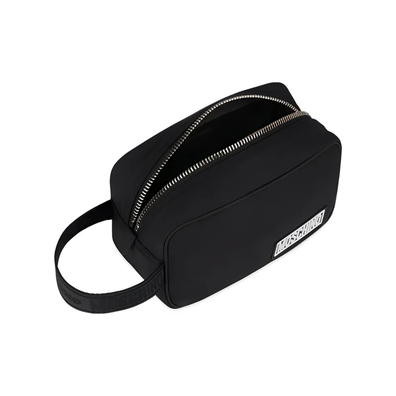 MOSCHINO Polyester Spandex Clutch Storage Bag Makeup Bag Women's Black-2
