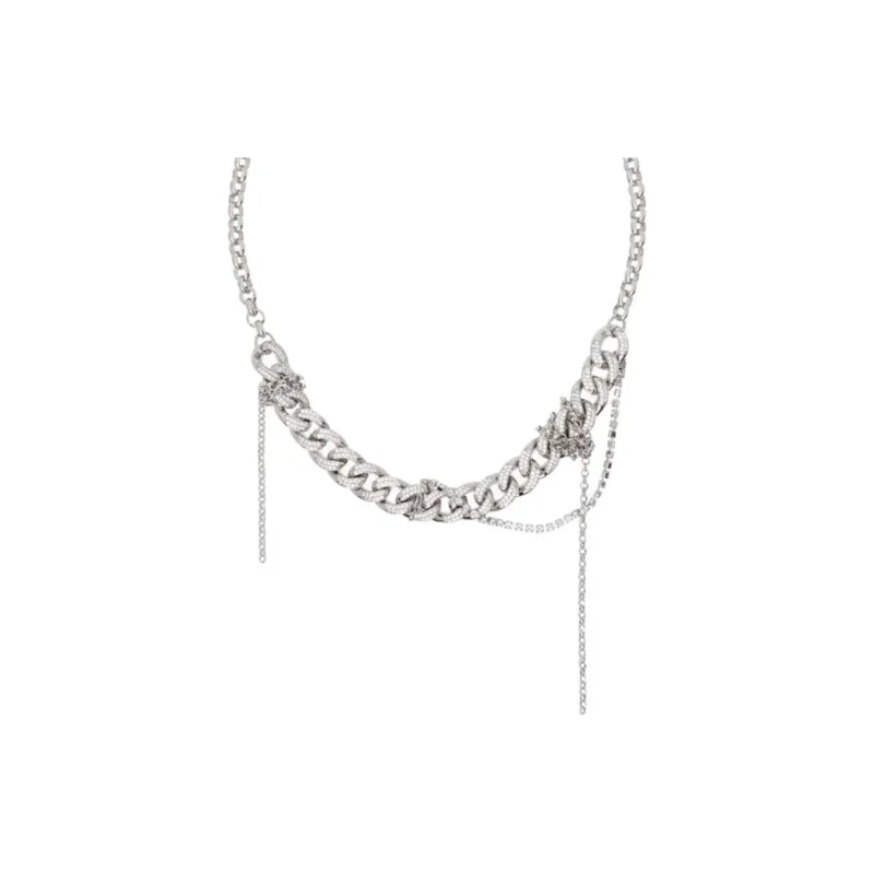 JUSTINE CLENQUET Palladium Plated Brass With Crystal Necklaces Women's Silver-0