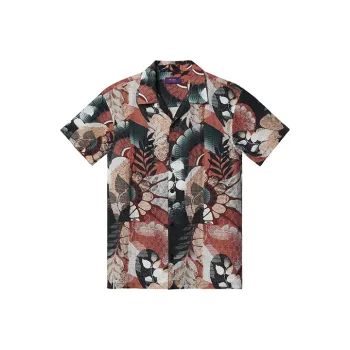 SKARO Shirt Men's Brown Base With Floral Cluster