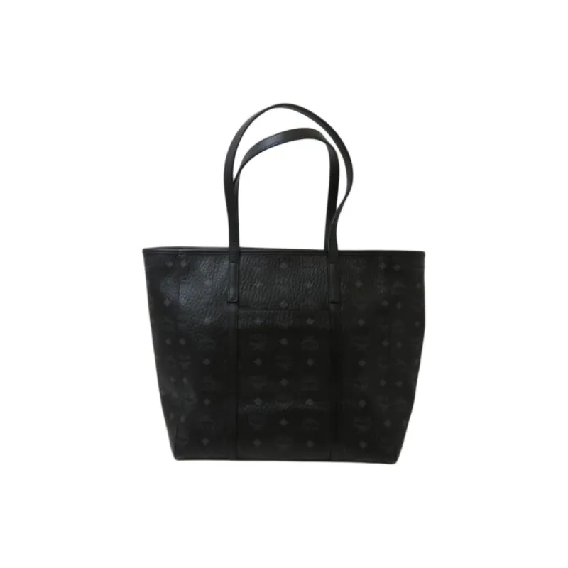 MCM Coated Canvas With Nappa Leather Tote Bag, Shopping Bag, Handbag, Shoulder Bag Women's Black-1