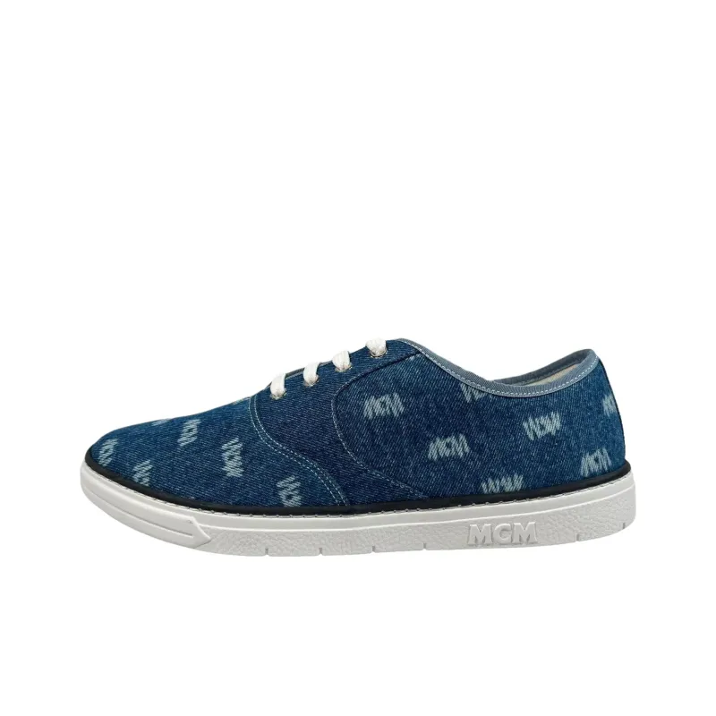 MCM Canvas Shoes Men Low Top Blue-0