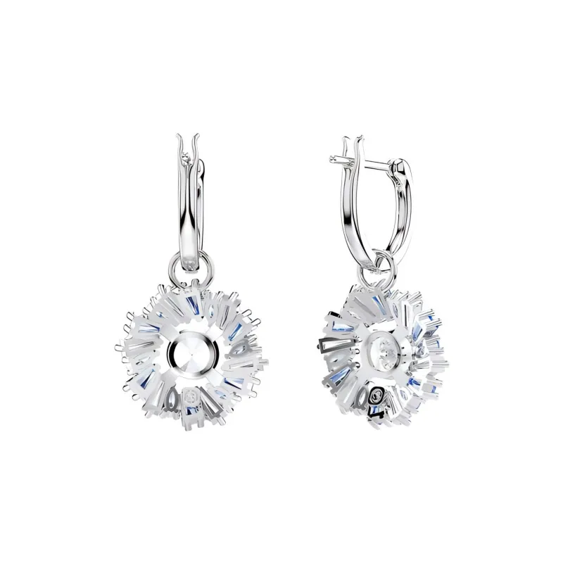 Swarovski Synthetic Cubic Zirconia Rhodium-Plated Faux Crystal Earrings Women's Blue-3