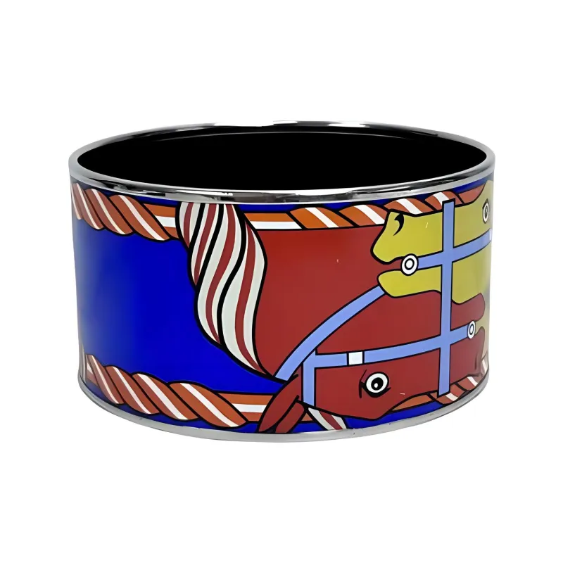 HERMES Enamel Metal Bangles Women's Red-1