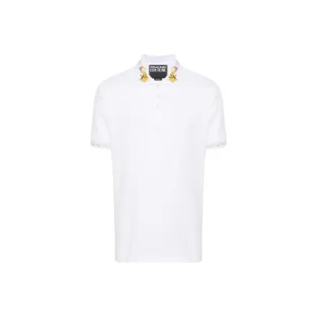 VERSACE JEANS COUTURE Barocco Trim Short Sleeved Polo Shirt