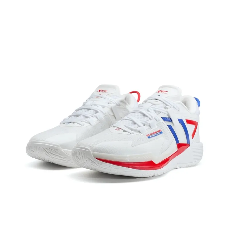 XTEP Spirit 3 Cushioning Coverage Abrasion Resistant Slip Resistant Low Top Basketball Shoes Men's White Blue-2