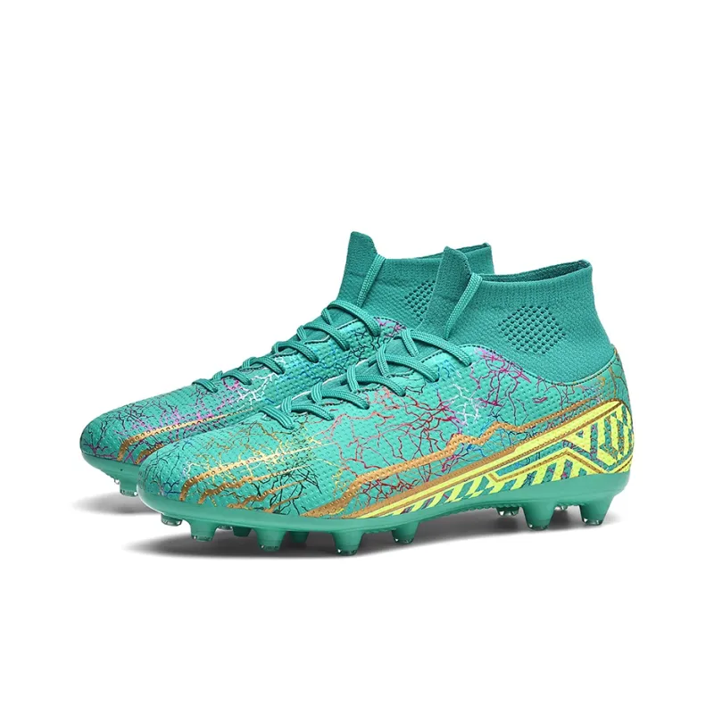 QIUTEXIONG Soccer Shoes Unisex High Top White/Black/Aqua/Mismatched-31