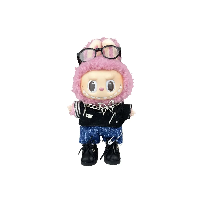 [Modified Doll] POP MART Labubu THE MONSTERS Heartbeat Macaron Collection Black Butterfly, Cute Hang Tag Box 17cm-5