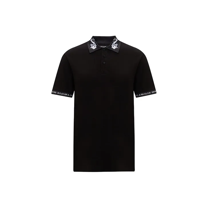 VERSACE JEANS COUTURE Barocco Trim Short Sleeved Polo Shirt-0