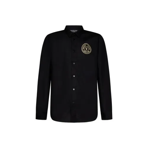 VERSACE Logo Embroidered Button Up Shirt