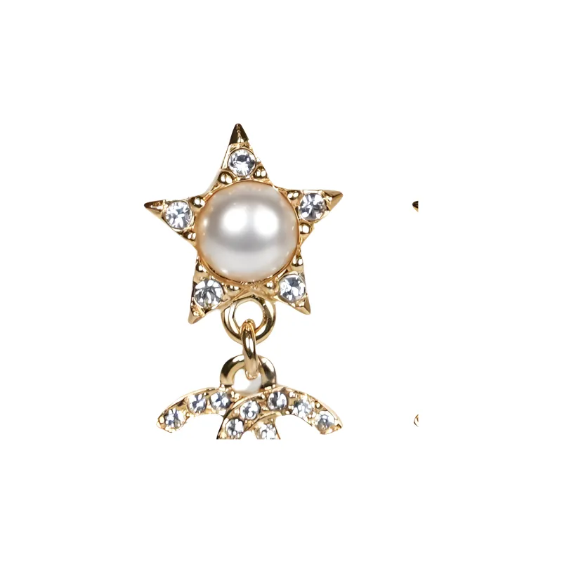 CHANEL Pearl, Rhinestone Earrings Women's Gold-2
