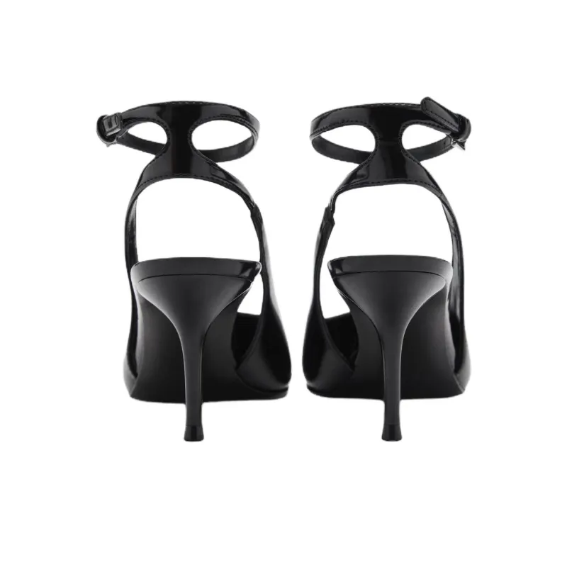 MANGO Party Slim Heel High Heels 7.5cm Women's Black-3