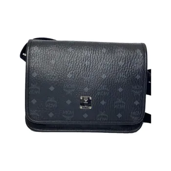 MCM Klassik Visetos Leather Messenger Bag, Shoulder Bag, Crossbody Bag Small Size Men's Black