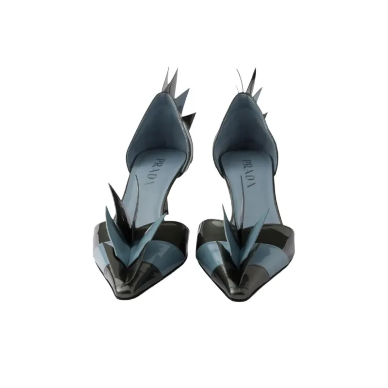 PRADA D'Orsay Slim Heel High Heels 5.5cm Women's Blue-4