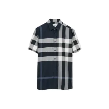 Burberry Checked Short-sleeve Cotton Shirt