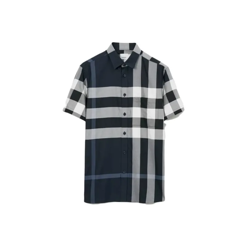 Burberry Checked Short-sleeve Cotton Shirt-0