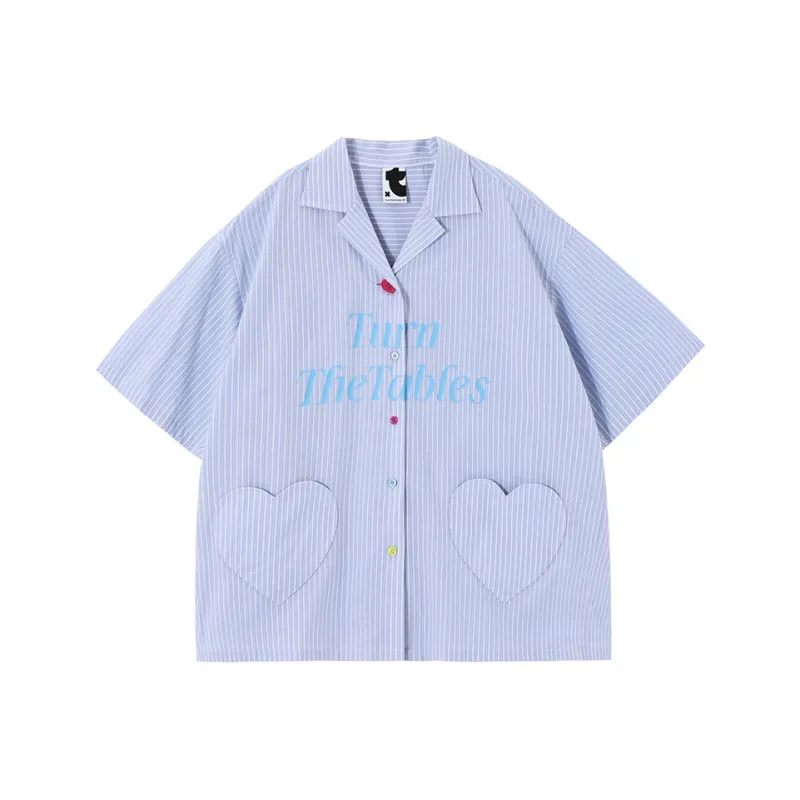 TURNTHETABLES Shirt Unisex Blue Stripes-0
