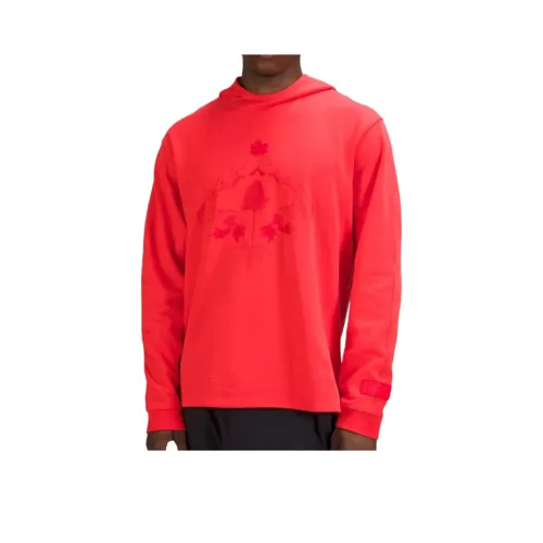 Lululemon Team Canada Team Canada French Terry Oversized Hoodie COC Logo Sweatshirt Men's Carnation Red
