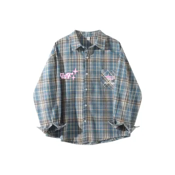 FASTFISH Shirt Unisex Blue Plaid