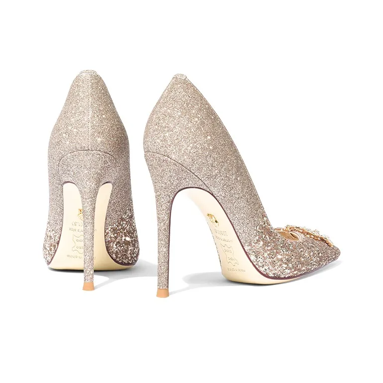 Holy Rose Slim Heel High Heels Women's Sparkling Rhinestone Crown-3